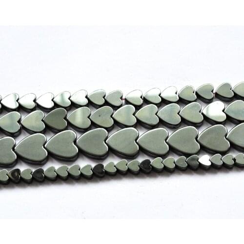 Free Shipping Heart Shape Black Hematite Natural Stone No Beads 4/6/7/8/10MM 15inch for Jewelry Bracelet Making DIY