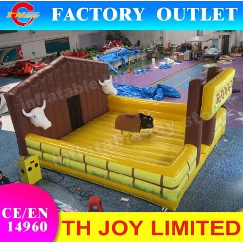 Free ship to sea port, newest inflatable mat with bull ride game, bull machine sport game children and adults funny game