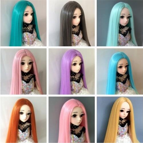 BJD SD 1/3 1/4 1/6 1/8 Long Straight Middle Parting Male and Female Doll Wig Doll Dress Up Doll Hair Accessories