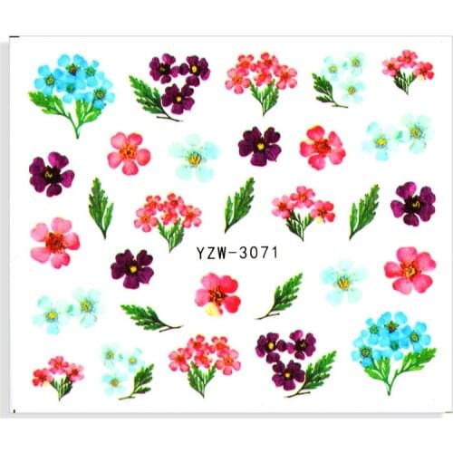 Flower Slider Nail Sticker Water Transfer Pink Plum Insect Decals Nail Art Tattoo Manicure