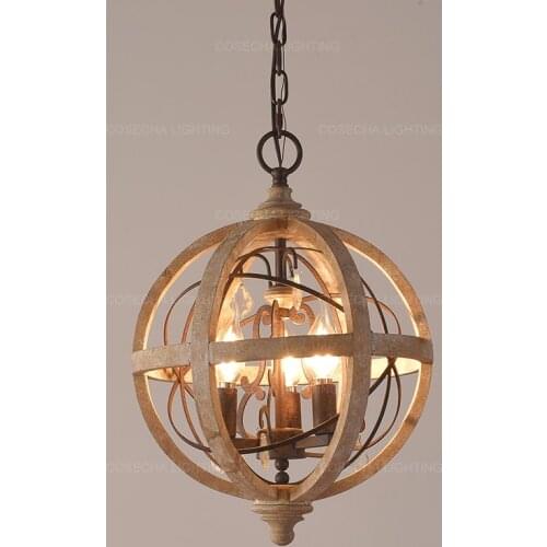 Globe wood chandelier bedroom living room hanging lights antique round sphere wooden chandelier for master bedroom foyer kitchen