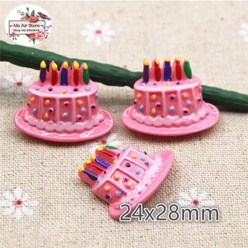 Birthday cake dessert 10PCS resin Flat back Cabochon Miniature Food Art Supply Decoration Charm Craft