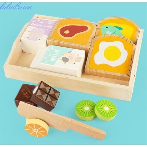 Children Pretend Play Cut Food Toast Fruit Wooden Montessori Toys Simulation Food Kitchen Toys 1kg