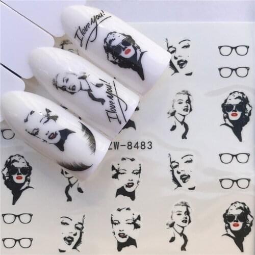 Sketch Lady Glass Nail stickers art decorations slider adhesive Water Transfer decals manicure lacquer accessoires polish foil