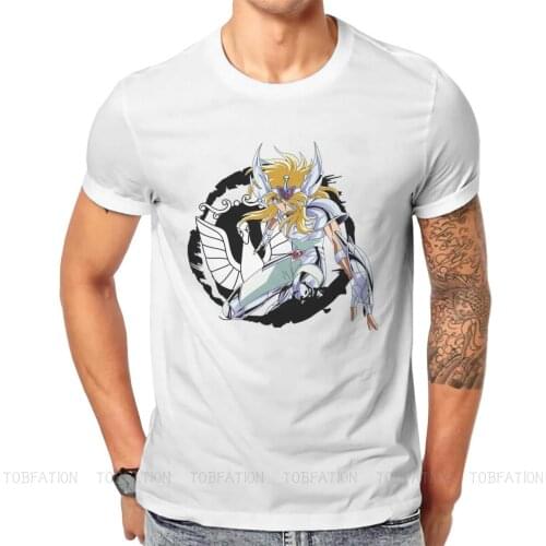 Saint Seiya Anime Diamond Dust Cygnus Tshirt Top Graphic Men Classic Goth Summer Mens Short Sleeve Cotton Harajuku T Shirt