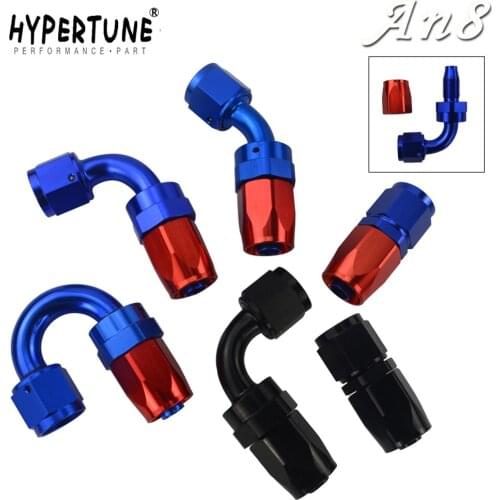 Hypertune - AN8 Oil Fuel Swivel Hose Anoized Aluminum Straight Elbow 45 90 180 Degree Hose End Oil Fuel Reusable Fitting