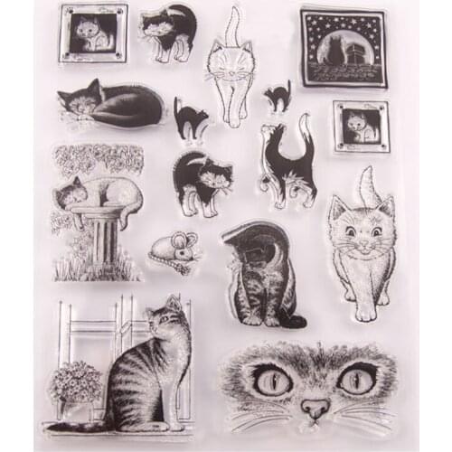 Kawaii Cat Transparent Clear Silicone Stamp Seal DIY Scrapbook Rubber Stencil Embossing Diary Decoration Office School Supplies