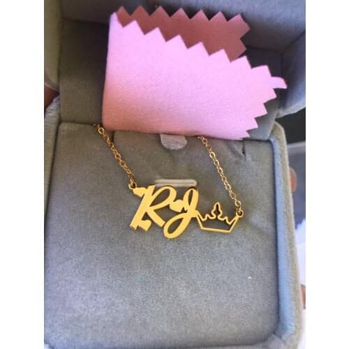 Princess Crown With Baby Name Necklaces Baby Toddler Child ID Nameplate Jewelry Stainless Steel Chain Rose Gold Letter Necklace