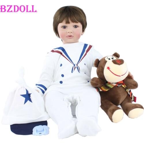60cm Soft Silicone Viny Reborn Baby Boy Doll Toy For Girls Like Real 24inch Big Toddler Bebe Lovely Birthday Gift Play House Toy
