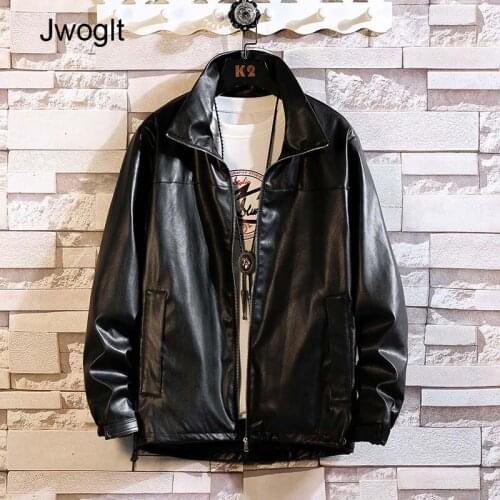 Spring Autumn Mens Leather Jacket Men Motorcycle Zipper Coat Men Korean Fashion PU Leather Black Jackets 4XL 5XL