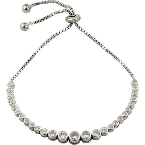 KUTAYDAN 925 Sterling Silver Zircon Stone Cottage Watercourse Elevator Bracelet