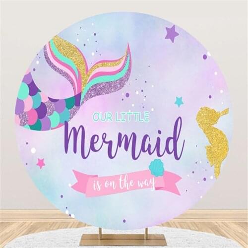 Scaly Mermaid Submarine Castle Round Shape Backgrounds Photography Birthday Party Customized Photozone Poster Photo Backdrops