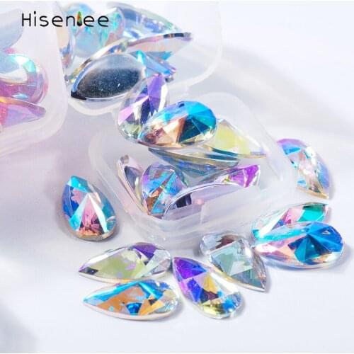 Trend Fashion Nail Art Design Water Drop Crystal AB Rhinestones 3D Colorful Mirror Glitter Effect Flat Back Pointed Stones Decor