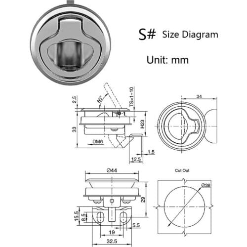 Marine Boat Stainless Steel 2" Flush Pull Hatch Latch For RV Caravan Boat