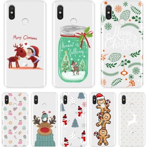 Soft Silicone Phone Case For Xiaomi Mi A1 A2 Lite 8 SE Christmas Deer Tree Back Cover For Xiaomi Mi 5 5C 5S 5X 6 6X Plus Case