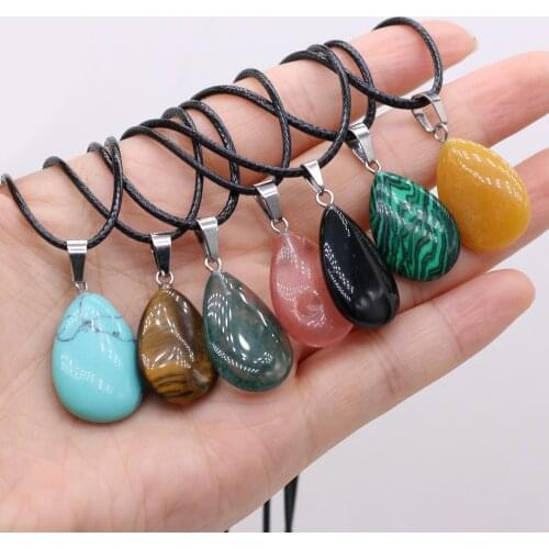 Natural Semi-precious Stone Perfume Water Droplets Shape Opal Turquoise 16x24mm Lenght 40+5cm for Jewelry Making Necklaces Gift