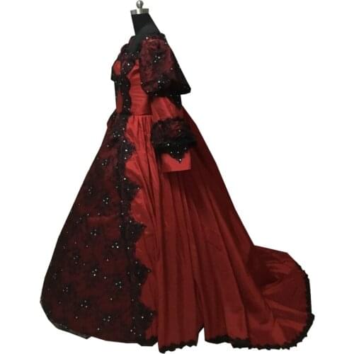 2020 New red victorian Halloween Cosplay dress Colonial Georgian Renaissance Gothic Historical dress D-559