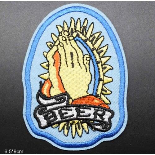 Beer Hands Iron On Embroidered Clothes Patches For Clothing Stickers Garment Wholesale