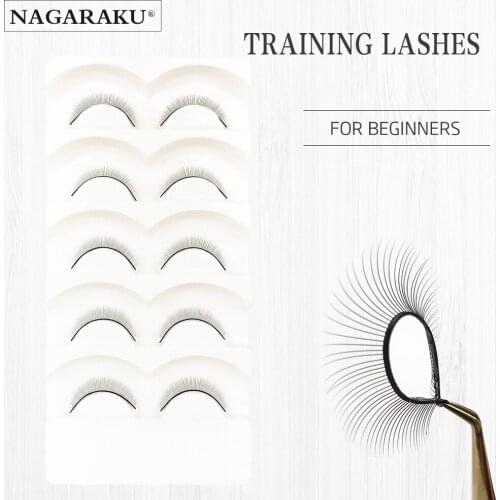 NAGARAKU 5 Pairs False Eyelashes Handmade Training Lashes For Beginners Eyelash Extensions Beauty Salon Student Practice