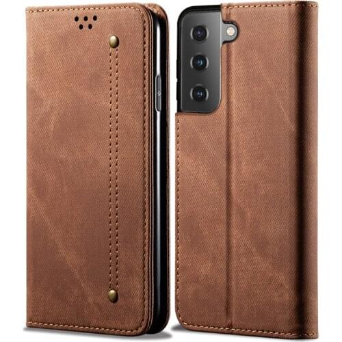 Luxury Leather Denim Solid Wallet Funda For Samsung Galaxy S21 S20 Plus Ultra Fe A72 A52 A42 A32 A12 A71 Phone Cover Shockproof