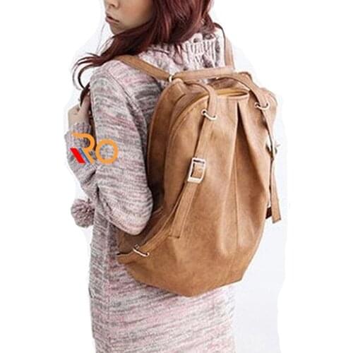 Chic Fashion Korean Style Girls' PU Leather Backpack School Bag Daily Casual Dual Use Shoulder Bag Women Big Capacity Bag