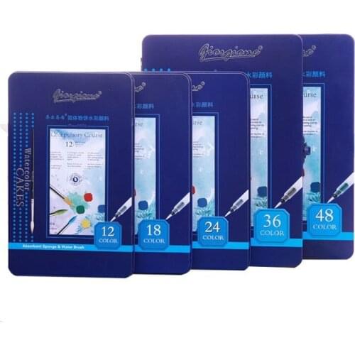 San 12/18/24/36/48Colors Solid Watercolor Set with Brush Pen Painting Pigment for Draw Art Supplie Dropshipping Promotion