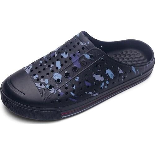 Men Sandals Summer Hole Shoes Rubber Clogs Girl Lovers Garden Shoes Black Beach Flat Sandals Half drag wholesale