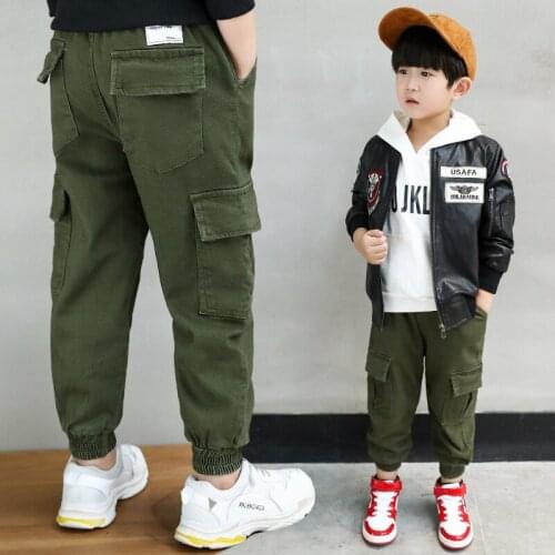 Boys Pants Autumn New Childrens Clothing Boy Big Boy Korean Casual Solid Color Trousers Loose Overalls