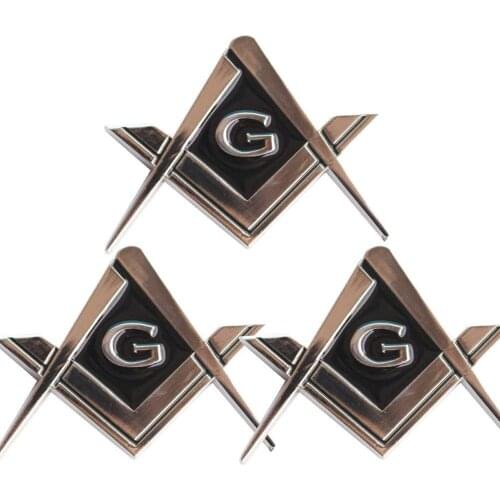 Masonic Car Emblem 2.75" Chrome Plated Mason Square and Compasses Auto Truck Motorcycle Decal Gift Accessories