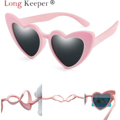 Long Keeper Sunglasses Kid Girls Boys Polarized Children Heart Sun Glasses PC UV400 Eyeglasses Eyewear Soft High Quality Fashion