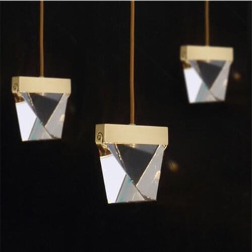 Modern Luxurious Crystal Cube Pendant Light Foyer Dining Room Bedside Fashion Pendant Light 1/3/6/8 Heads Simple Drop Light 2035