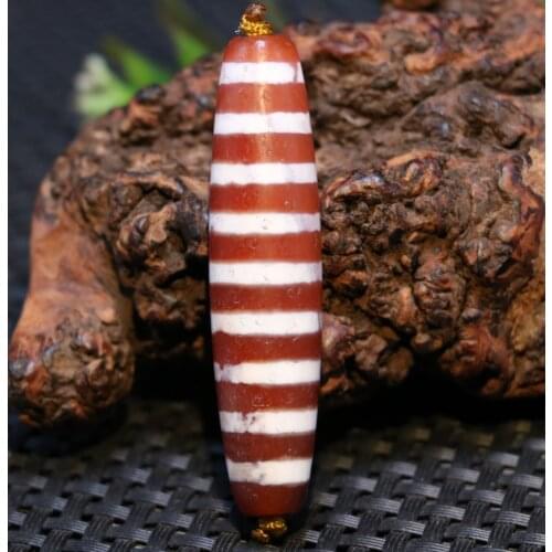 Treasure Unique Ultra Energy Tibetan Old Red Agate 9 Line Healer Medicine Totem dZi Bead Pendant Timestown UPD210106A
