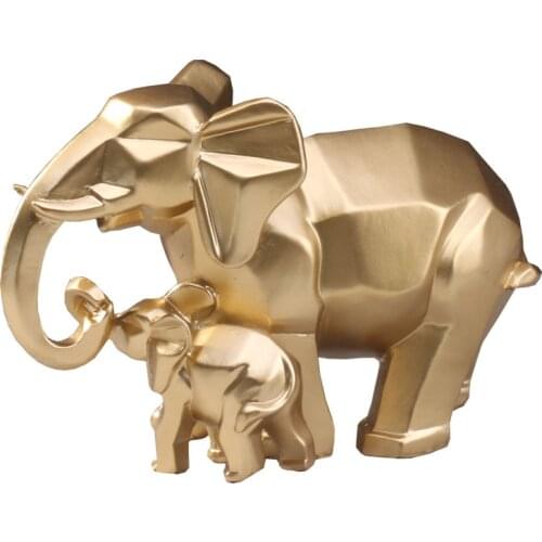 Gold Modern Geometric Gold Elephant Resin Home Decoration Accessories Crafts for Sculpture Statue Ornaments Mother and child