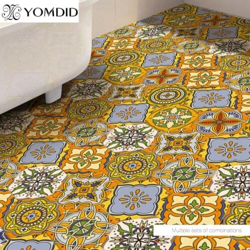 10pcs/set Bathroom Mat Sticker Bedroom Door Geometric PVC Sticker Stair Mats Irregular Printed Floor Wall Stickers Home Decor