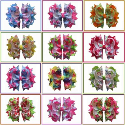 12 pcs 4.5"D-Blossom Bow Clip Hand Customizegreen,white Polka Dot Christmas