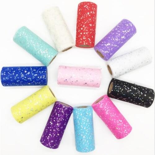 15cm width 25yard/roll solid color star mesh organza silk ribbon DIY handmade wedding materials sewing fabric ribbons