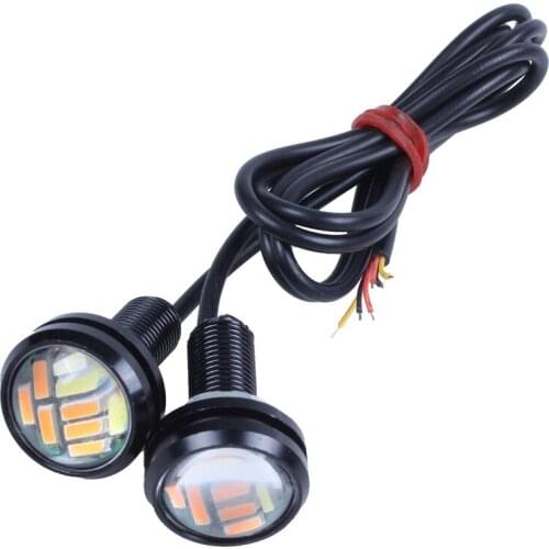 2 Pcs 12V 2m Dual Color Switchback 4014 12 Led Drl Eagle Eye Daytime Light