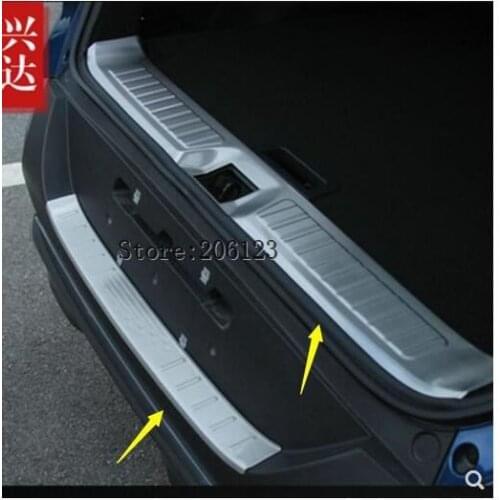 2 pc Stainless Steel Car outside + inside Rear Bumper trim Scuff Sill trunk plate pedal cover for Renault Kadjar 2016 2018 2017