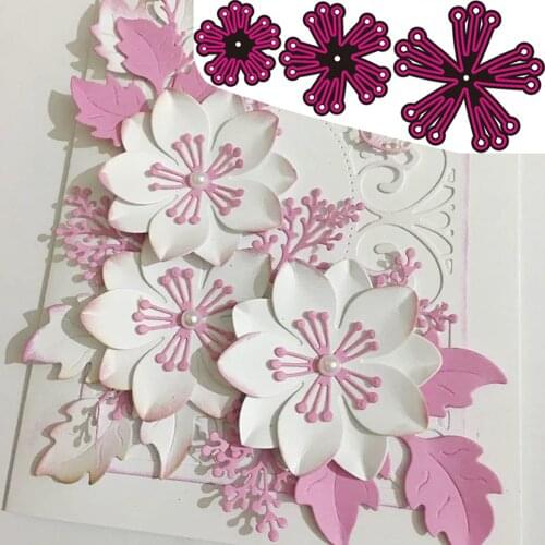 3Pcs Flowers Flower heart Metal Cutting Dies Stencils For DIY Scrapbooking Decorative Embossing Handcraft Die Cutting Template