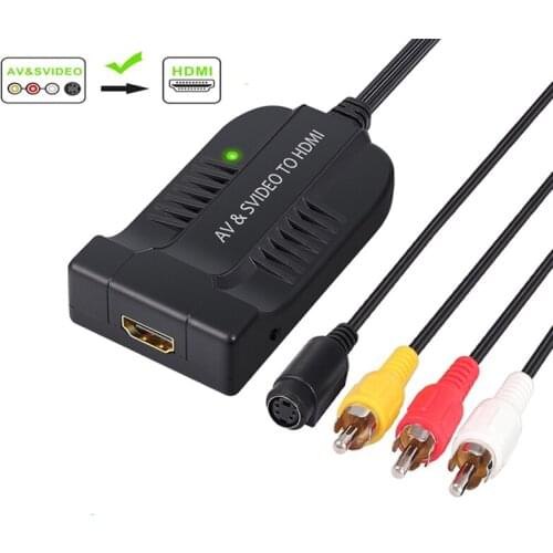 3RCA AV S-Video to HDMI Converter 1080P HD Video Converter Adapter NTSC PAL to 1080P60 For HDTV Moniter