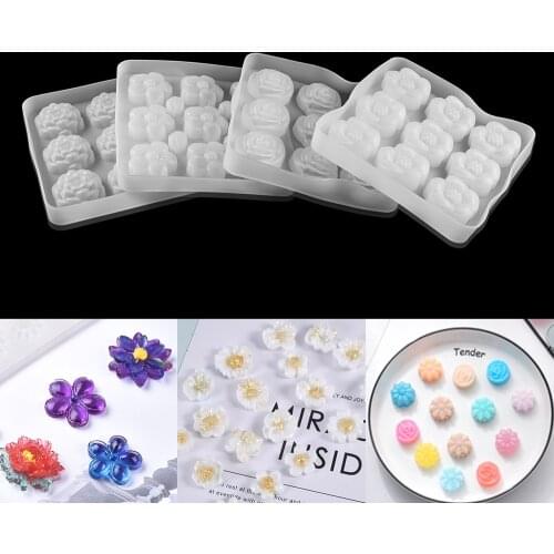 4 Styles Mirror Flowers Shape Silicone Molds Craft Clay Epoxy Resin Moulds For DIY Handicrafts Making Accessories