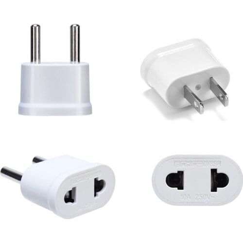 50 pcs US To EU European Plug Adapter EU To US American AC Travel Power Adapter Converter Power Charger Sockets Outlet