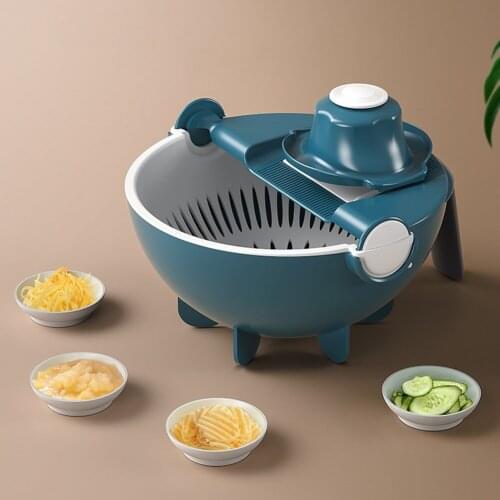 9 piece set Multifunctional vegetable cutter potato shredder slicer grater kitchen artifact Multi-purpose drain Storage basket