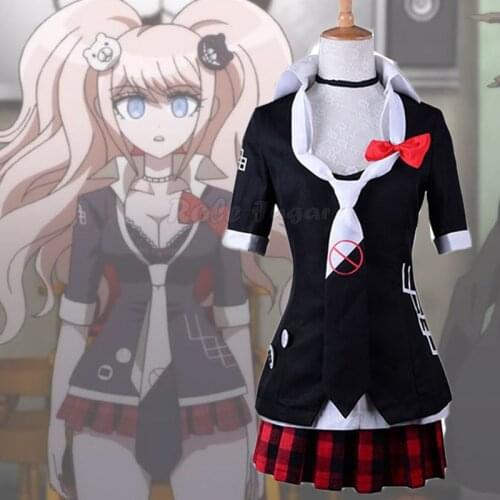 Anime Danganronpa Cosplay Costume Wig Dangan Ronpa School Uniforms Junko Enoshima Suits Tops and Skirt Outfits C70M48