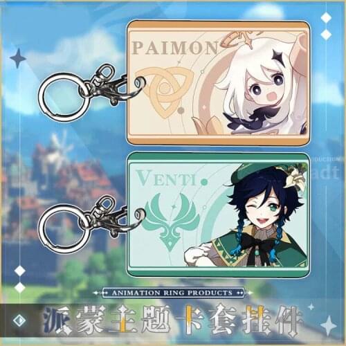 Anime Genshin Impact Paimon ABS Student ID Bus Bank Card Holder Keychain Card Case Cover Box Pendant Toy Prop Decor Cosplay Gift