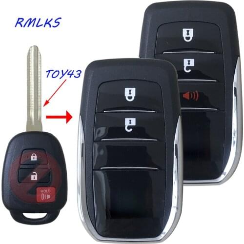 2/3/4 Buttons Flip Remote Key Shell Case Cover Housing Fob for Toyota Camry Corolla RAV4 Highlander Tacoma With TOY43 Blade