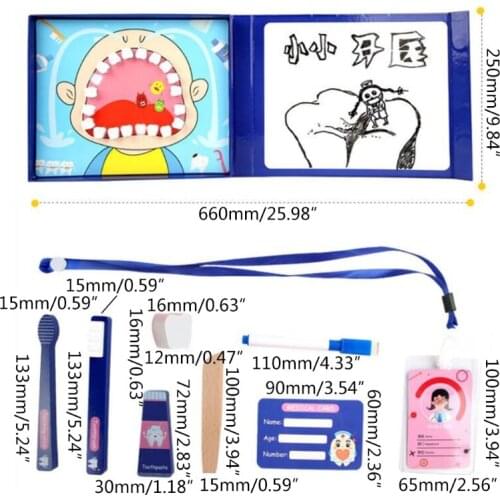 1Set Children Dentist Toy Pretend Role Play Early Educational Baby Brushing Teeth Protection Wooden Kids Gift Wholesale