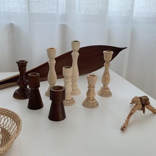Wooden Pillar Candle Holder Pillar Stand for Dining Table Centerpiece Coffee Table Mantel Table Top Wood Candlestick Holder
