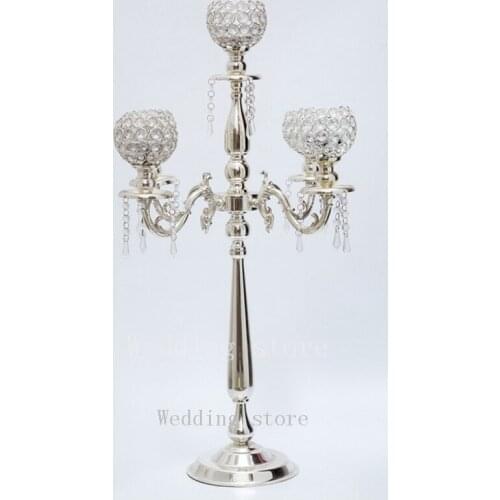 European Crystal Candlestick Five Heads Weddiing Props Candlelight Dinner For Hotel/Home Decoration