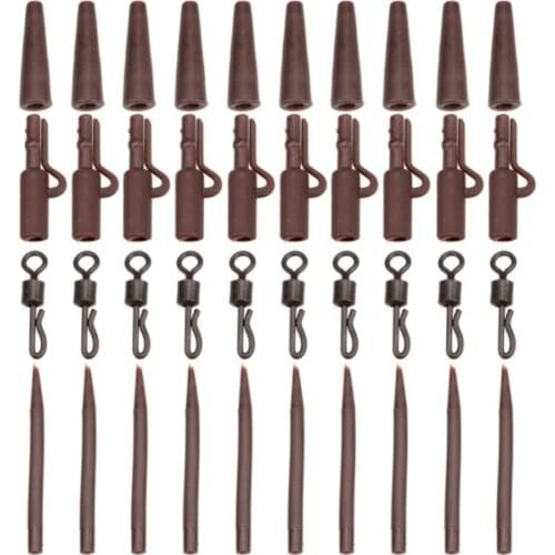 Feeder Fishing 40 Pcs/Set Carp Fishing Lead Clips Quick Change Snap Clips and Tail Rubber Connector for Carp Fishing Rigs